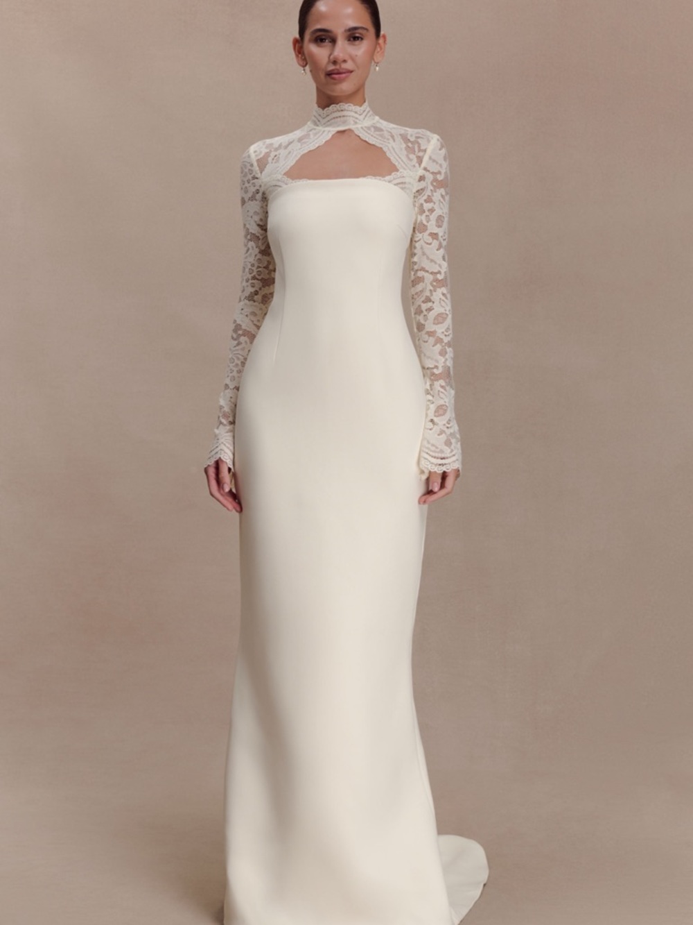 MESHKI Aurelie Long Sleeve Lace Maxi Gown/Wedding Dress!